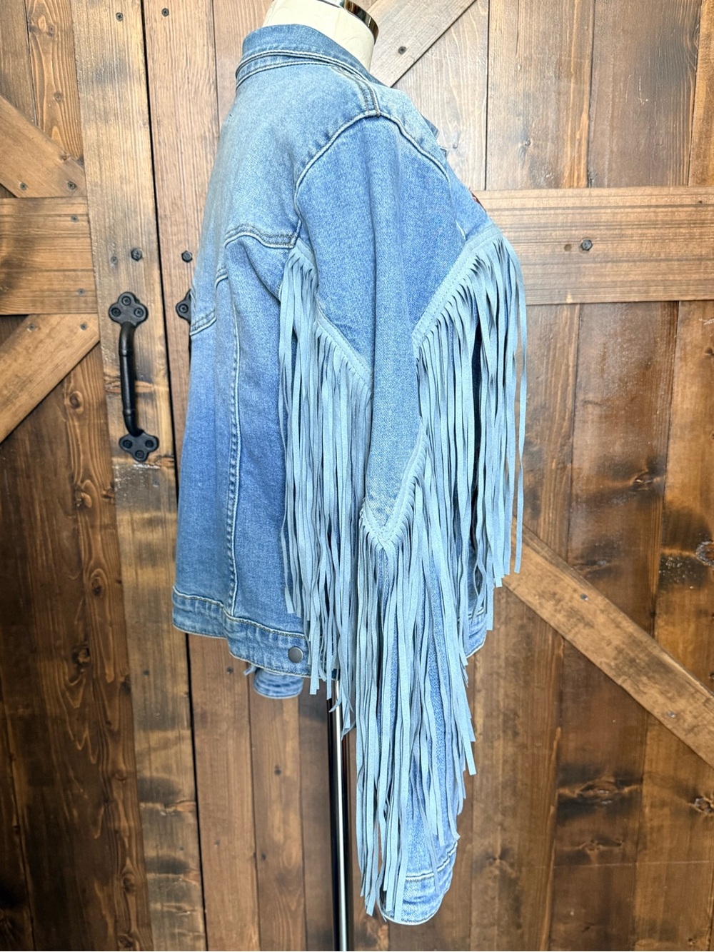 NEW Rock & Roll Denim Western Fringe Denim Jean Jacket Size XL - Picture 4 of 10